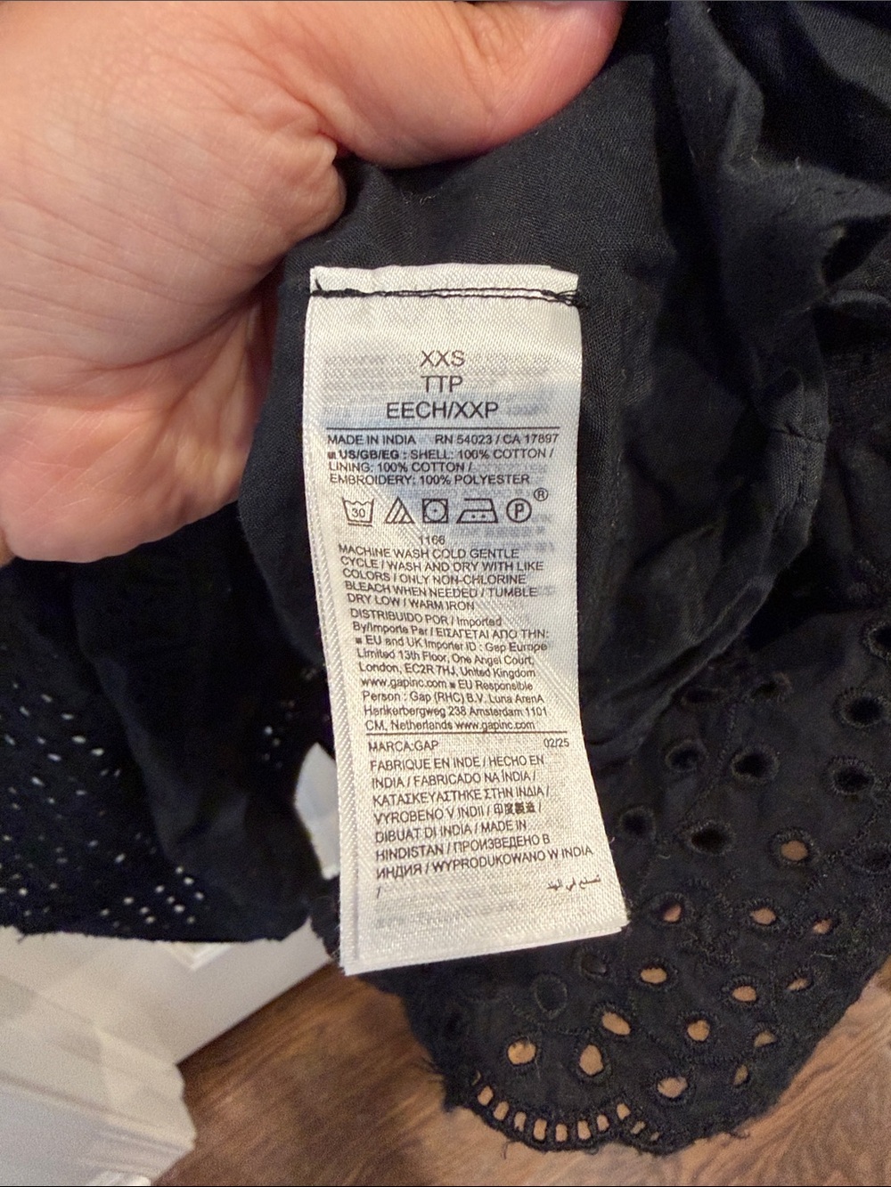 DOEN Gap Dress Black Eyelet Cotton Midi Maxi Dress Romantic Boho Cottagecore - Picture 8 of 8